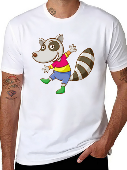 Cartoon Raccoon Graphic Tee - Fun Animal T-Shirt
