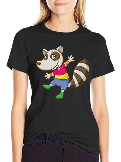 Cartoon Raccoon Graphic Tee - Fun Animal T-Shirt
