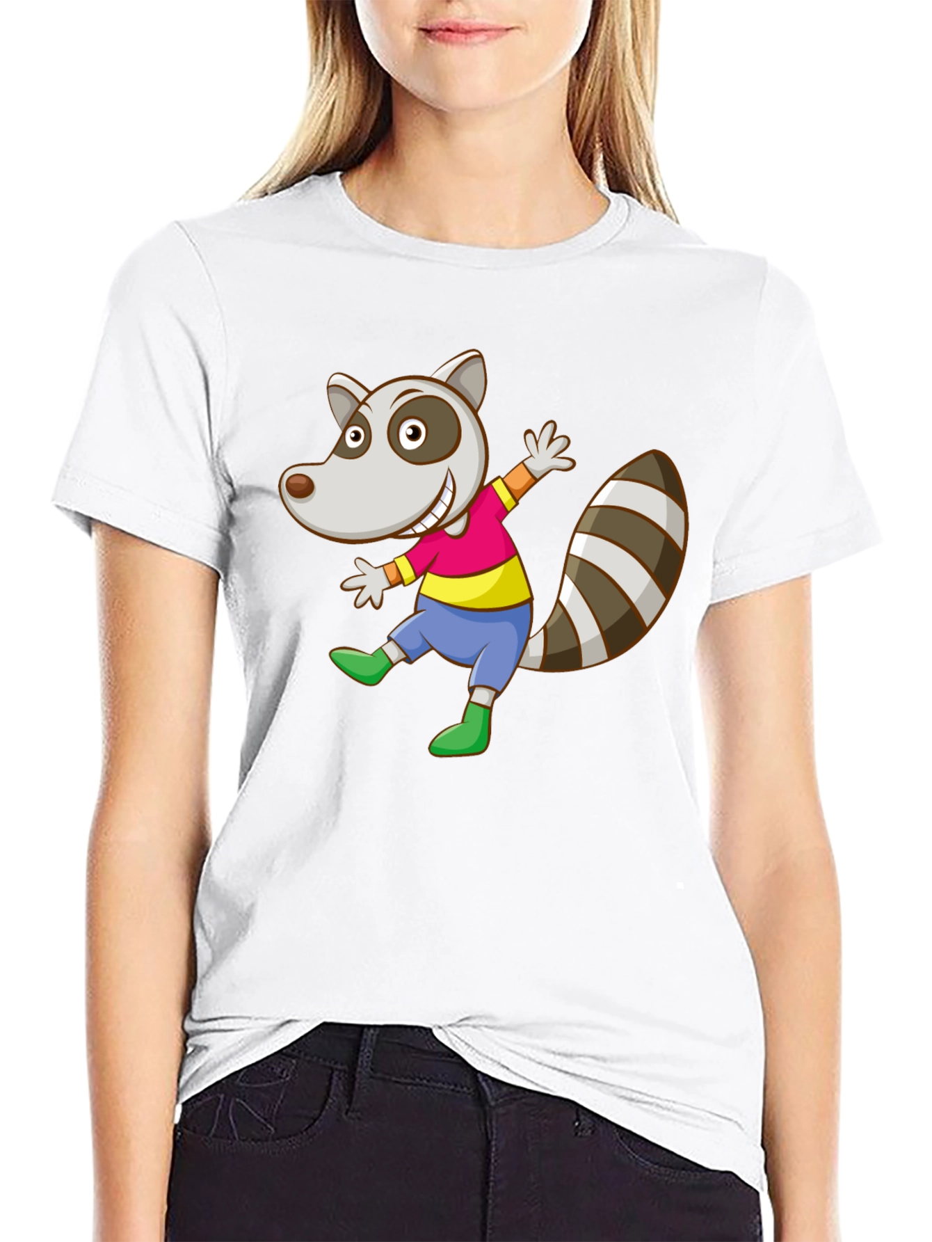 Cartoon Raccoon Graphic Tee - Fun Animal T-Shirt