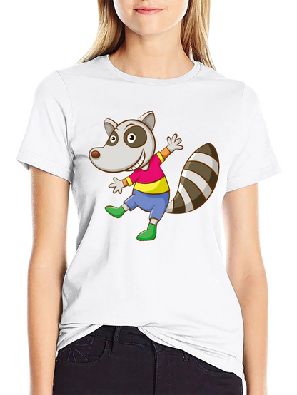 Cartoon Raccoon Graphic Tee - Fun Animal T-Shirt