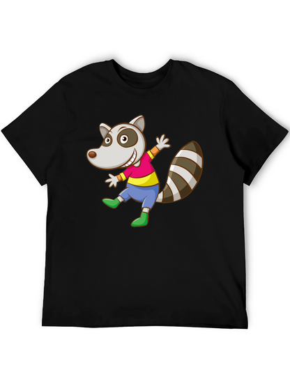 Cartoon Raccoon Graphic Tee - Fun Animal T-Shirt