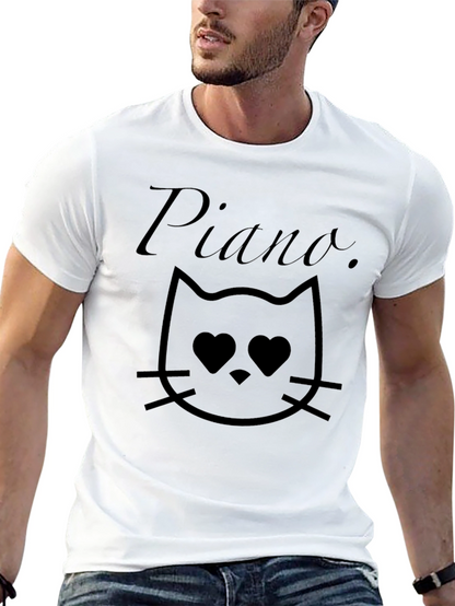 Piano Cat T-Shirt - Black Graphic Tee