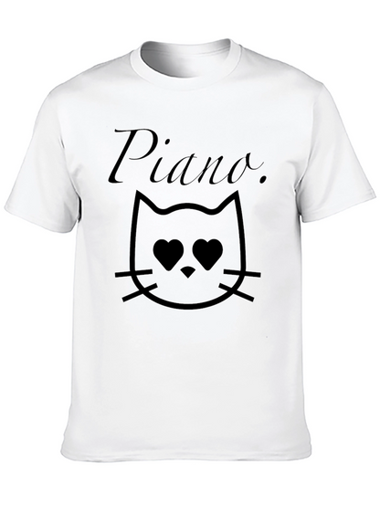 Piano Cat T-Shirt - Black Graphic Tee
