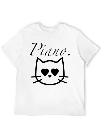 Piano Cat T-Shirt - Black Graphic Tee