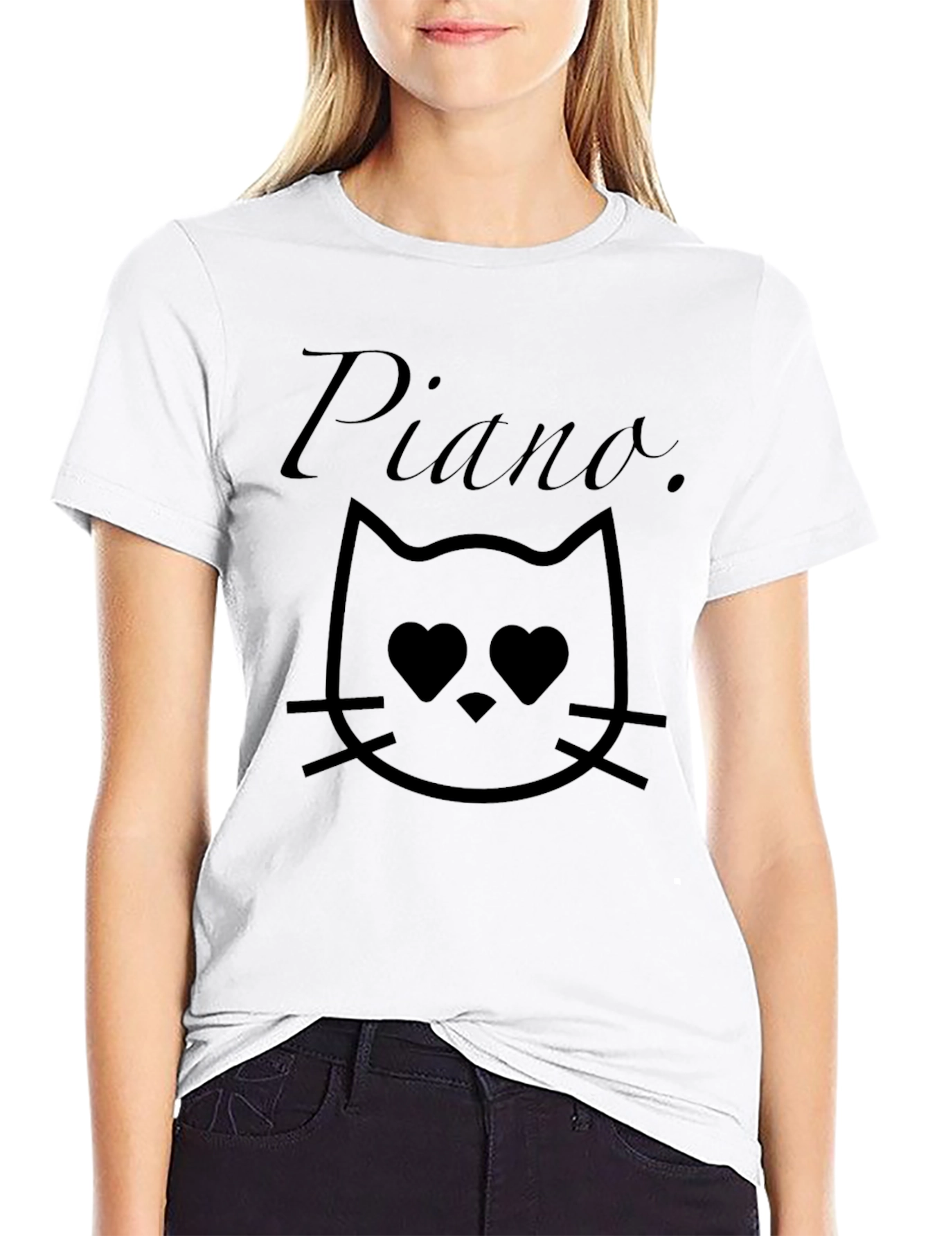 Piano Cat T-Shirt - Black Graphic Tee