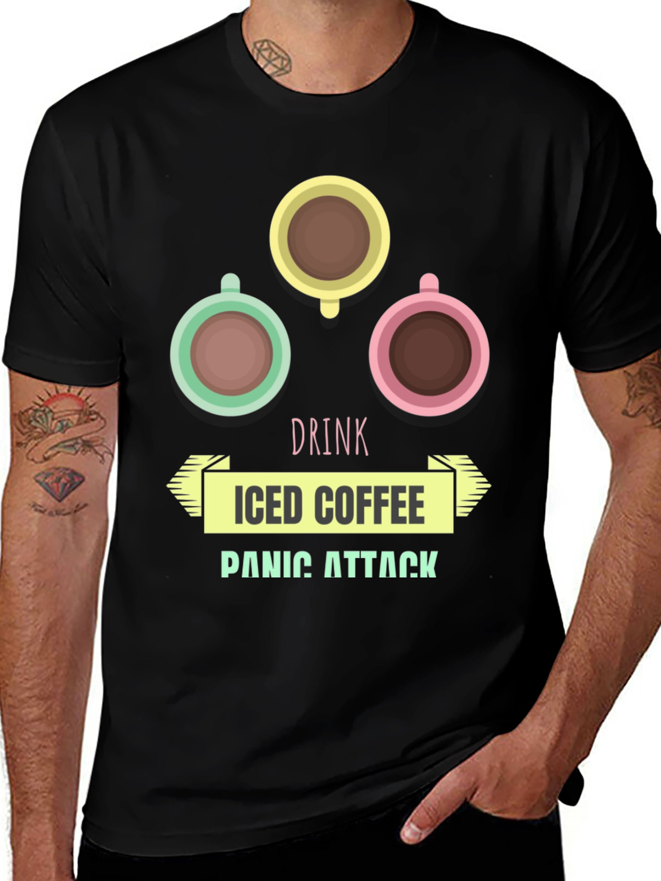 Drink Iced Coffee Panic Attack Graphic T-Shirt