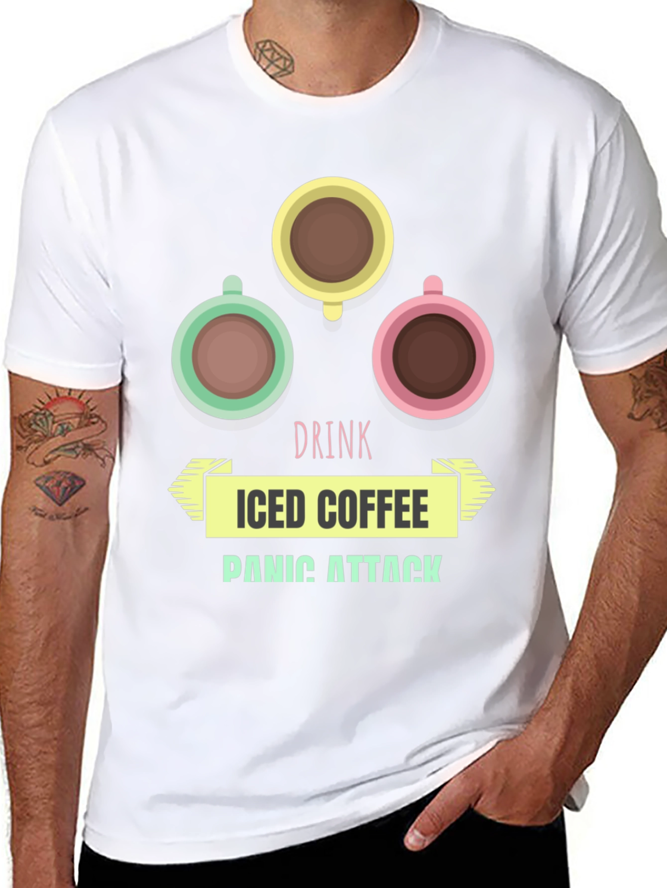 Drink Iced Coffee Panic Attack Graphic T-Shirt