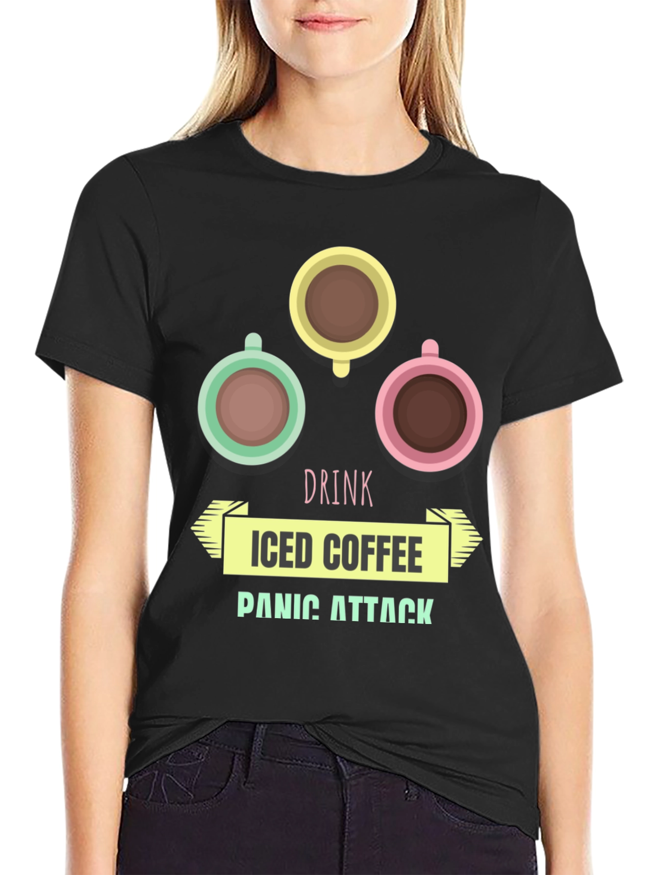 Drink Iced Coffee Panic Attack Graphic T-Shirt