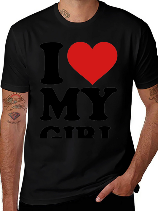 I Heart My Girl Graphic Tee - Black Cotton T-Shirt
