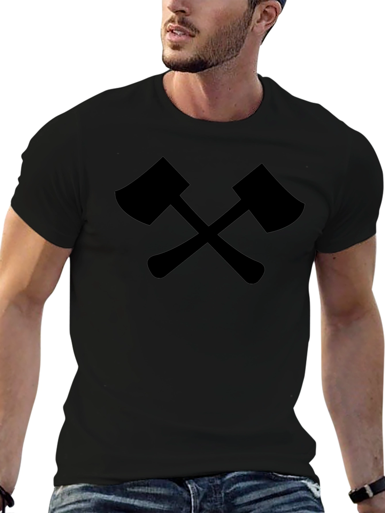 Crossed Axes Graphic Tee - Black Lumberjack Style