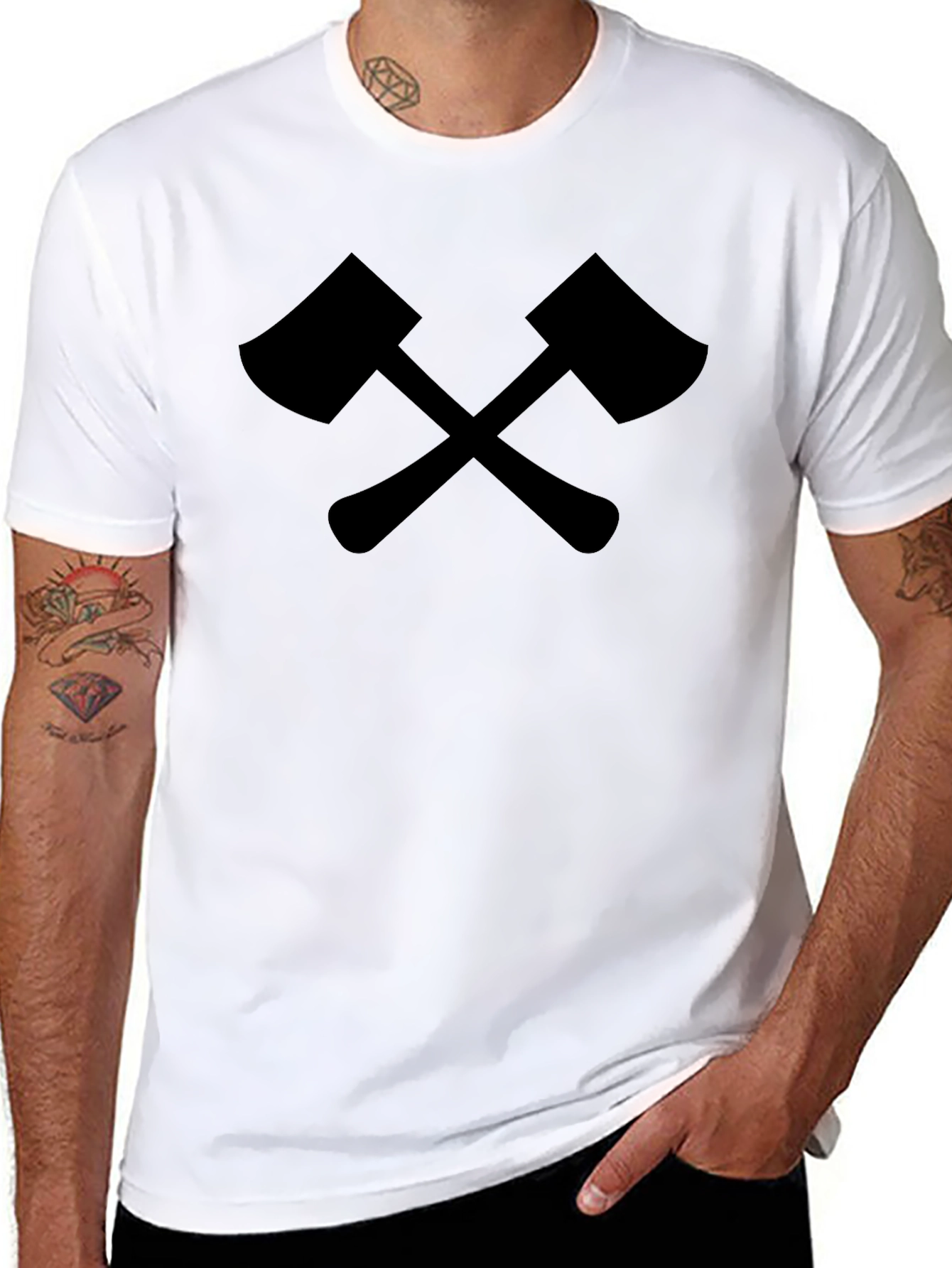 Crossed Axes Graphic Tee - Black Lumberjack Style