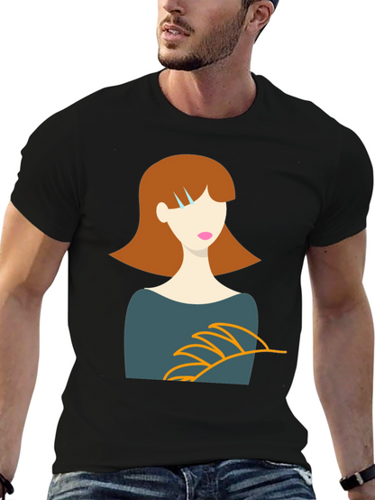 Stylish Graphic Tee - Woman Portrait Design