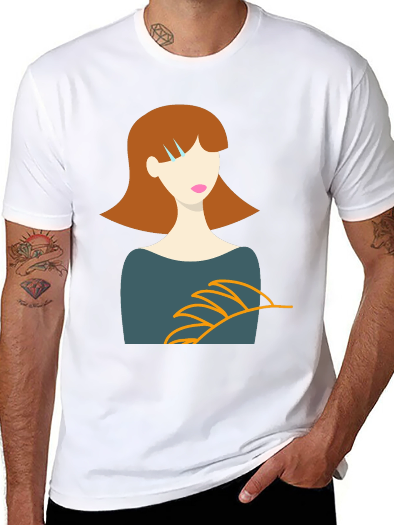 Stylish Graphic Tee - Woman Portrait Design