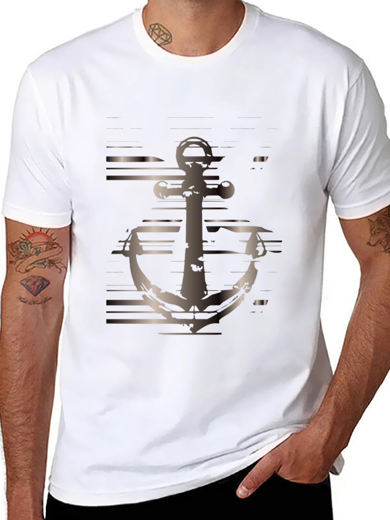 Mens Black Anchor Graphic Tee
