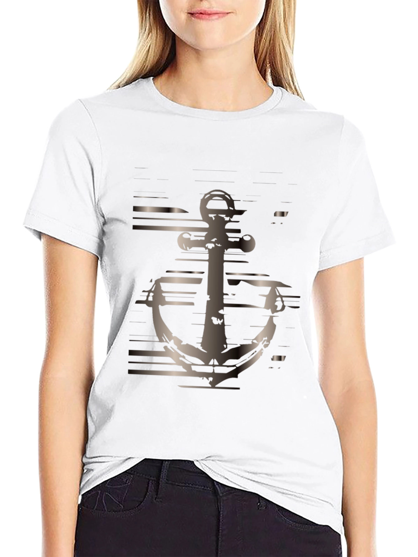 Mens Black Anchor Graphic Tee