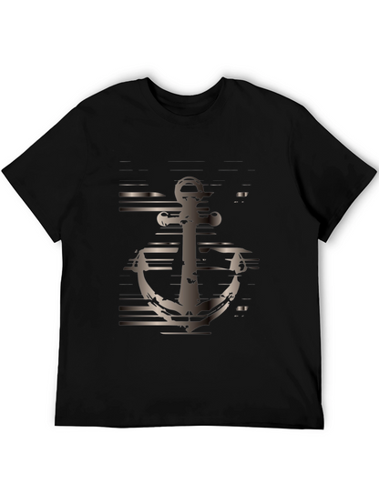 Mens Black Anchor Graphic Tee