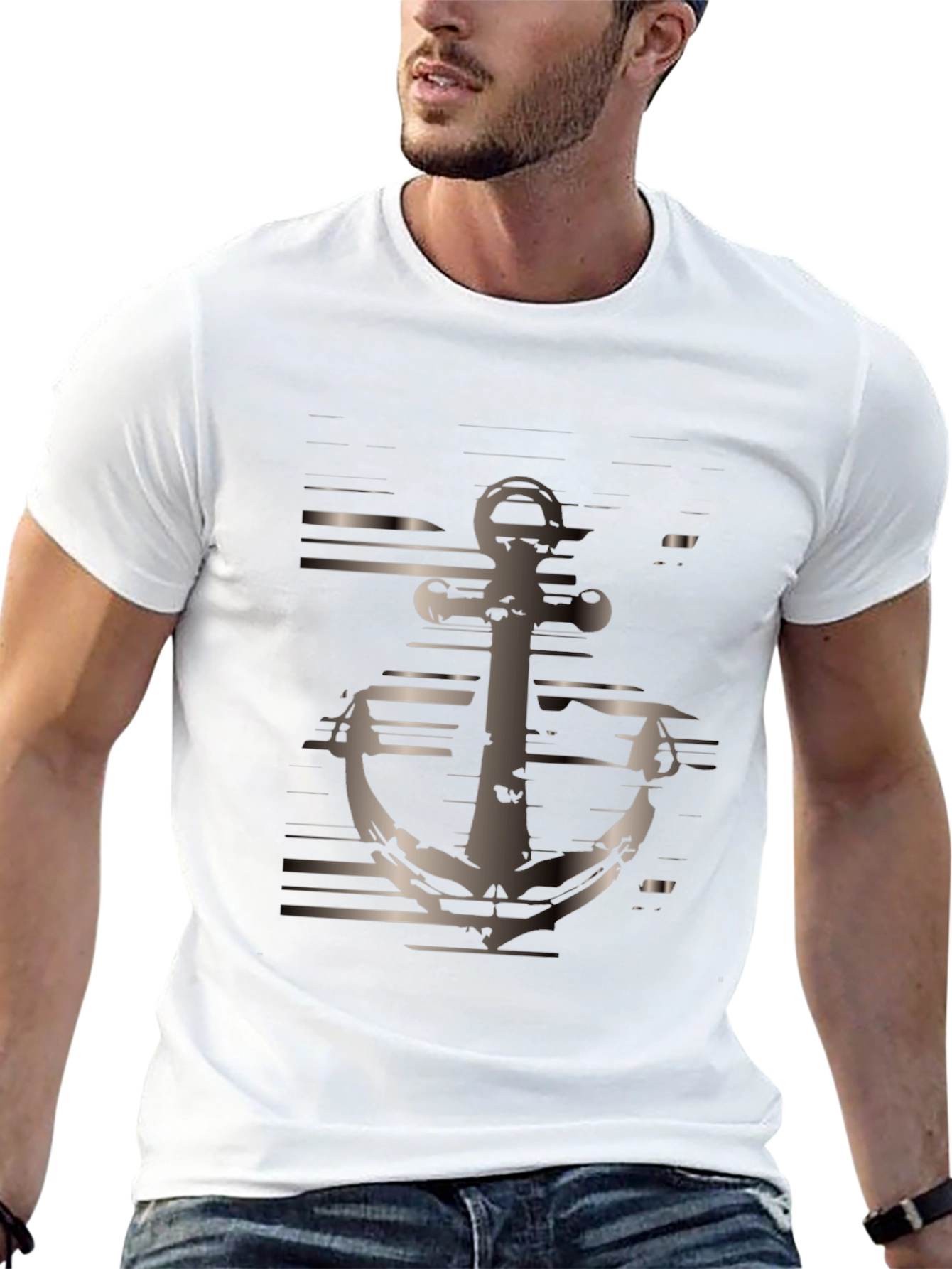 Mens Black Anchor Graphic Tee