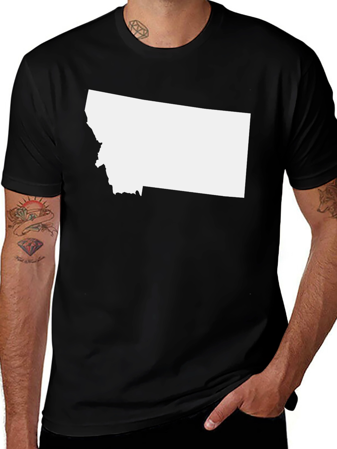 Montana State Outline Black T-Shirt
