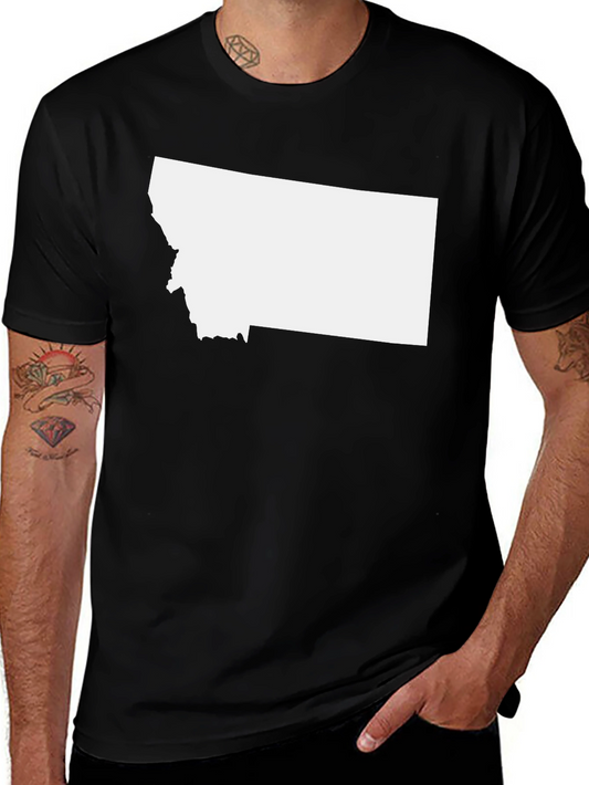 Montana State Outline Black T-Shirt