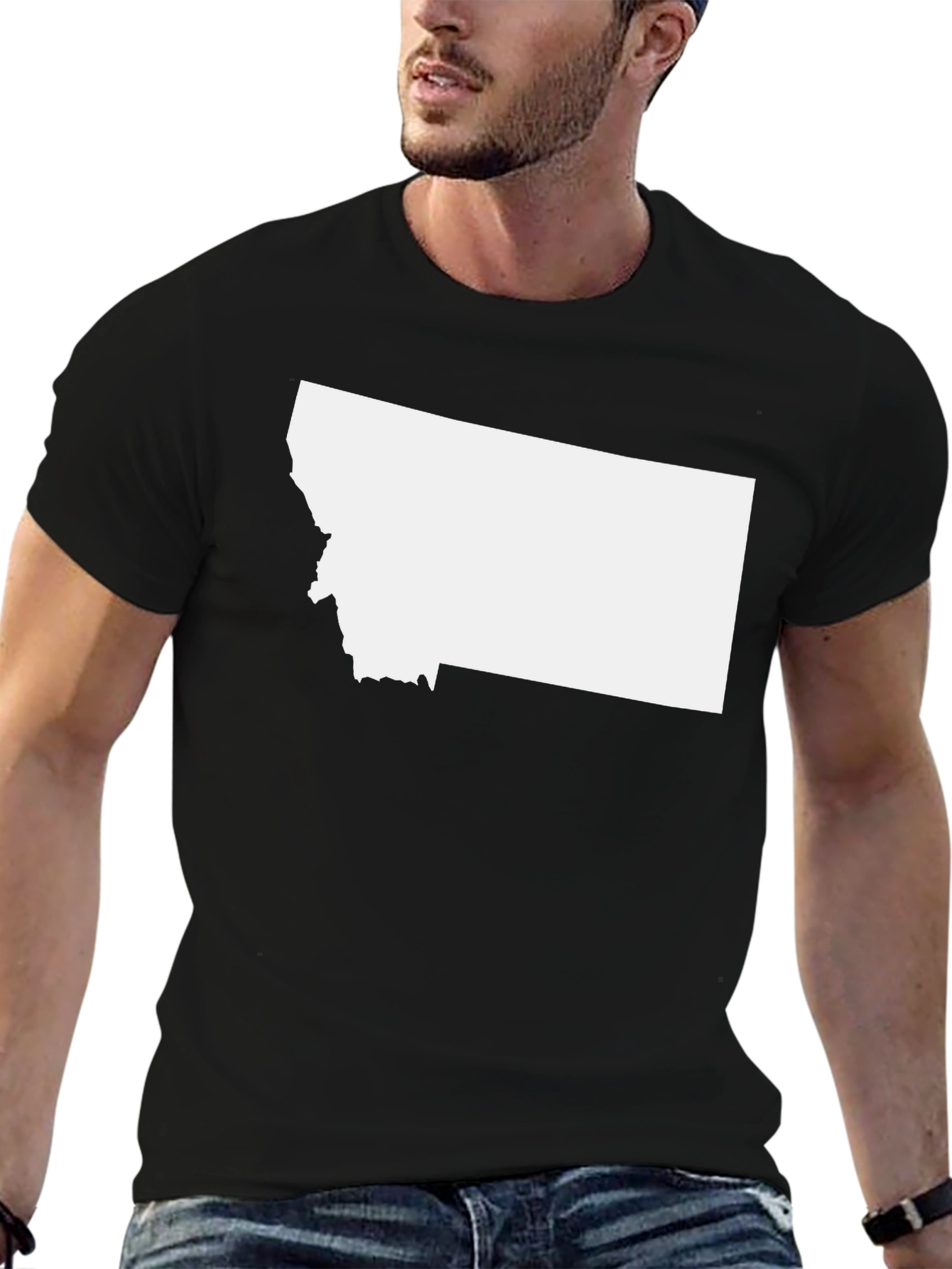 Montana State Outline Black T-Shirt