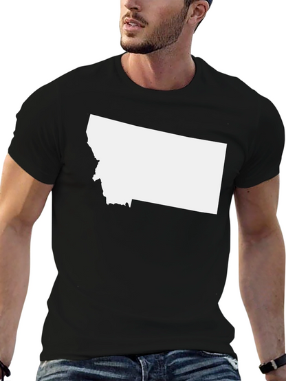 Montana State Outline Black T-Shirt
