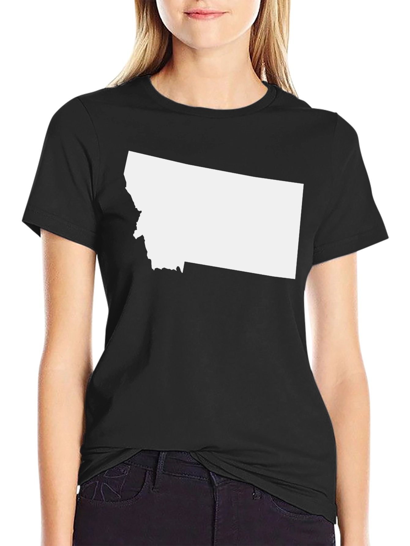 Montana State Outline Black T-Shirt