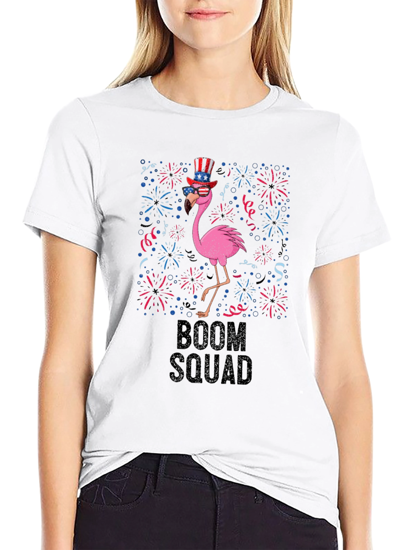 Boom Squad Patriotic Flamingo T-Shirt