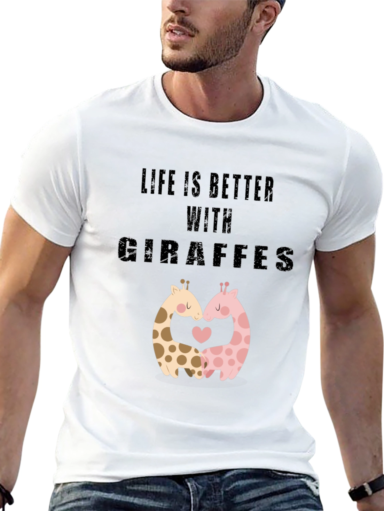 Life Is Better With Giraffes Black T-Shirt