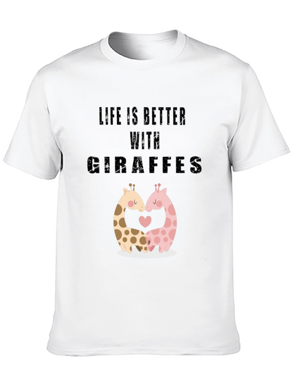 Life Is Better With Giraffes Black T-Shirt