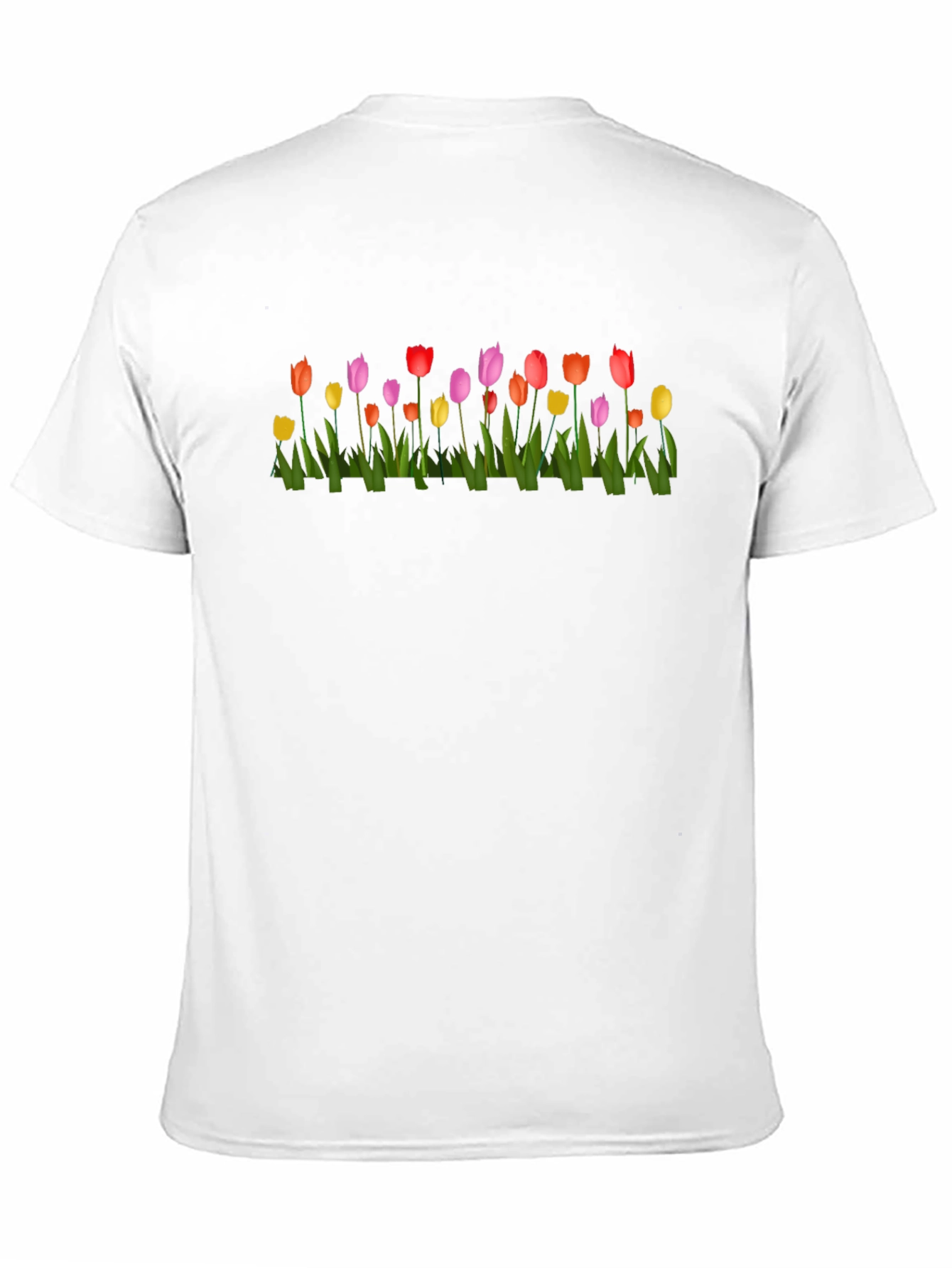 Tulip Garden Print Black Crew Neck T-Shirt