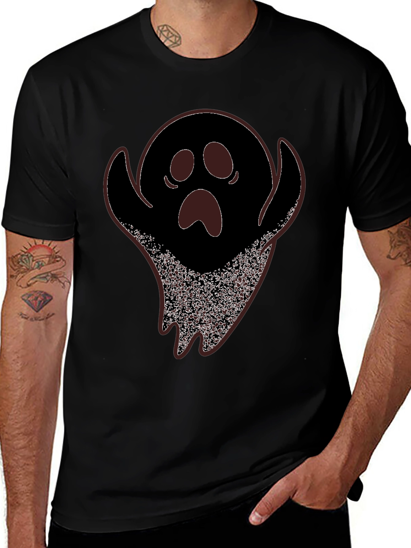 Spooky Ghost Graphic Tee - Halloween T-Shirt