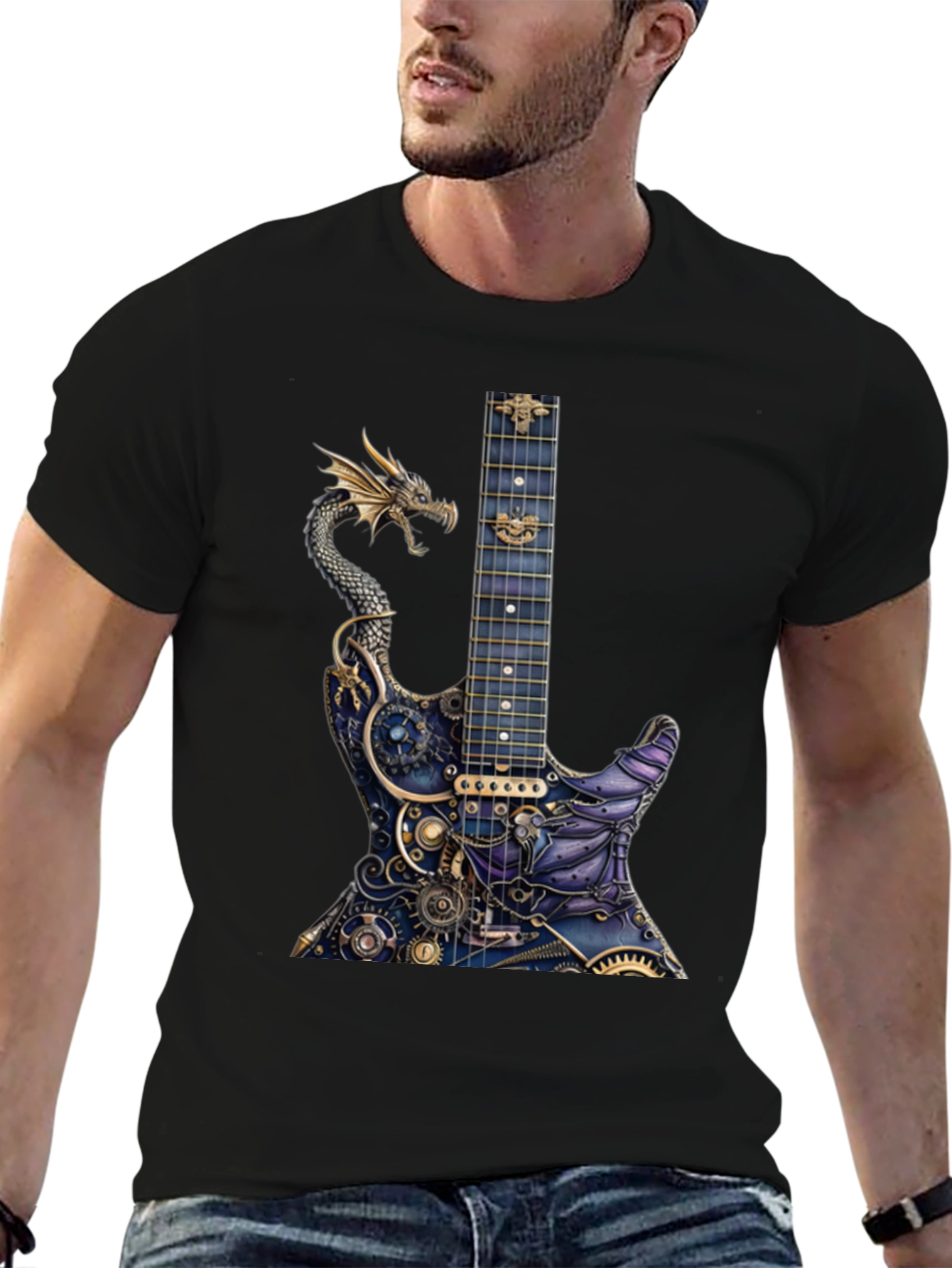 Dragon Gear Guitar Graphic Tee - Black