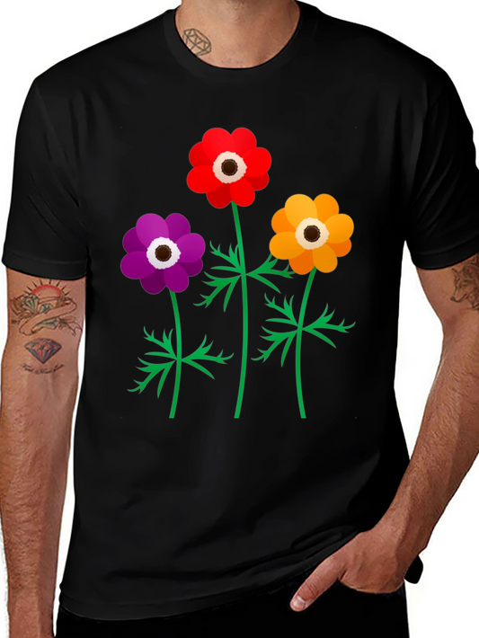 Floral Anemone T-Shirt - Colorful Flower Design