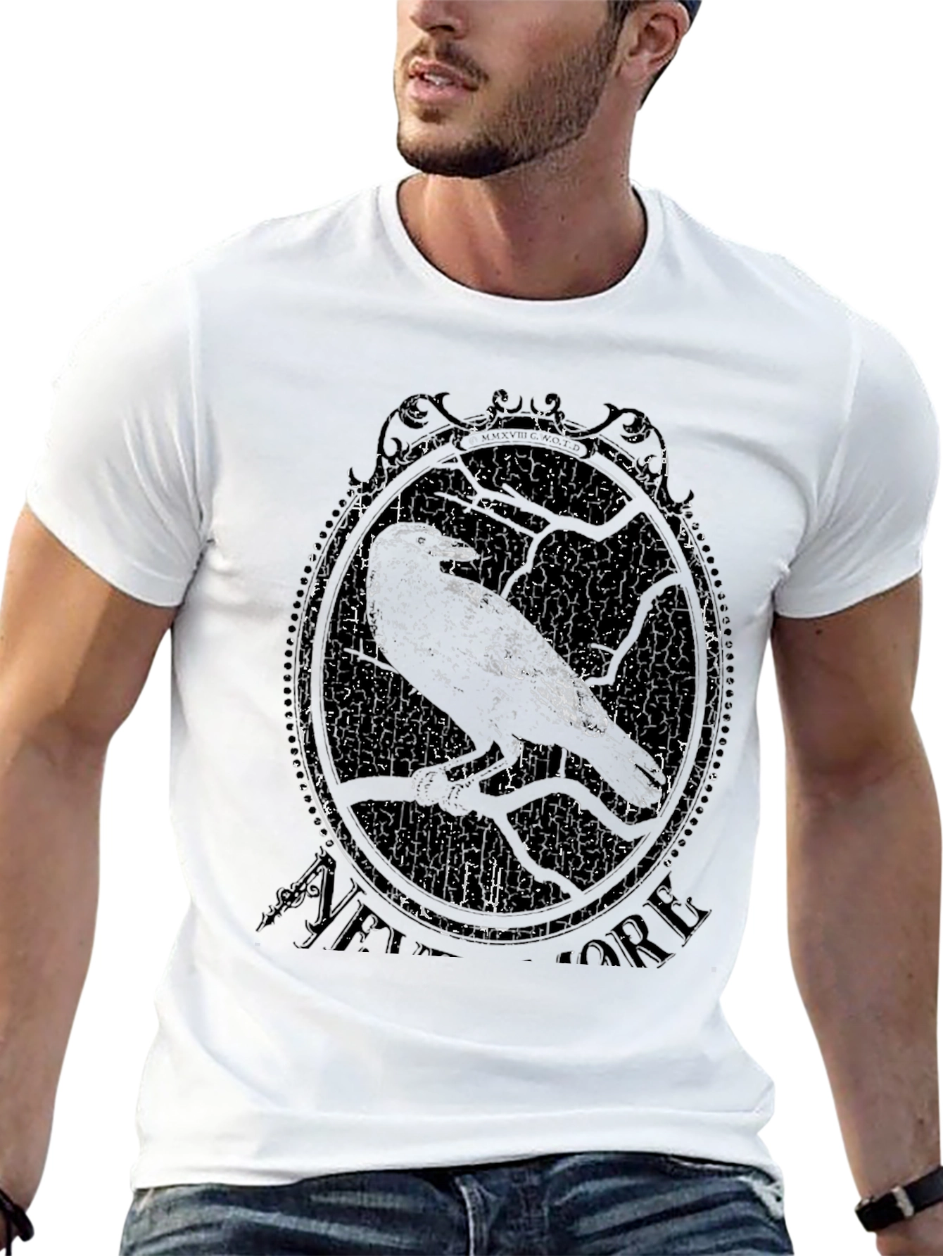 Raven Graphic Print Tee - Black