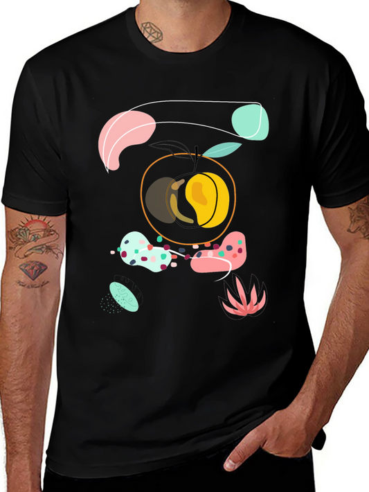 Abstract Peach Graphic Tee - Modern Art Shirt