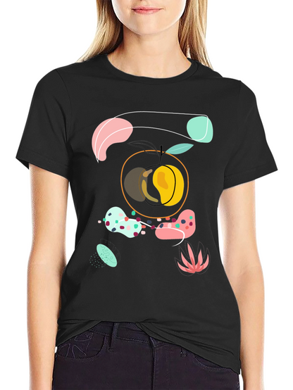 Abstract Peach Graphic Tee - Modern Art Shirt