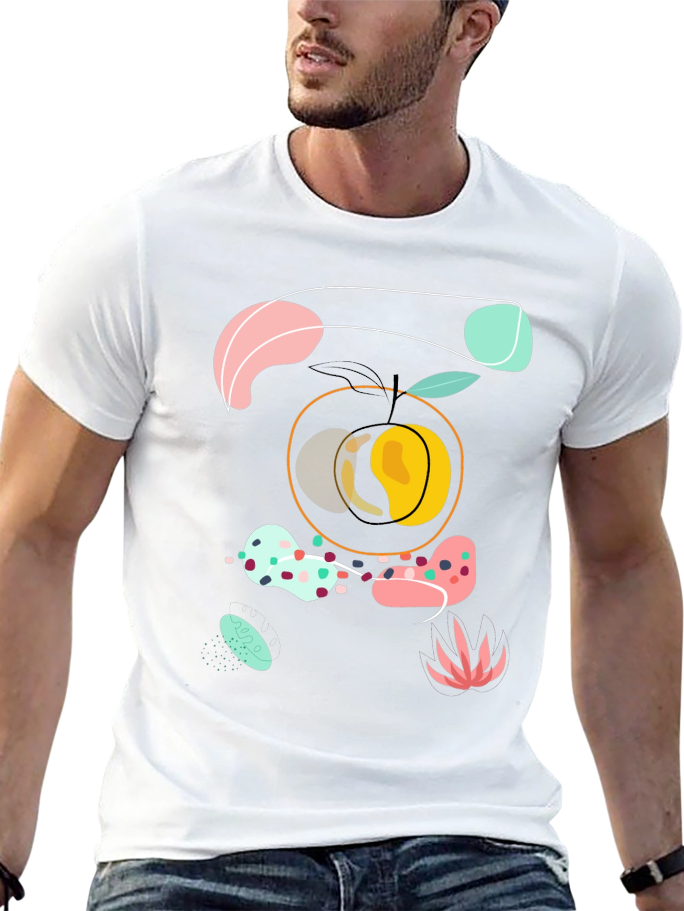 Abstract Peach Graphic Tee - Modern Art Shirt