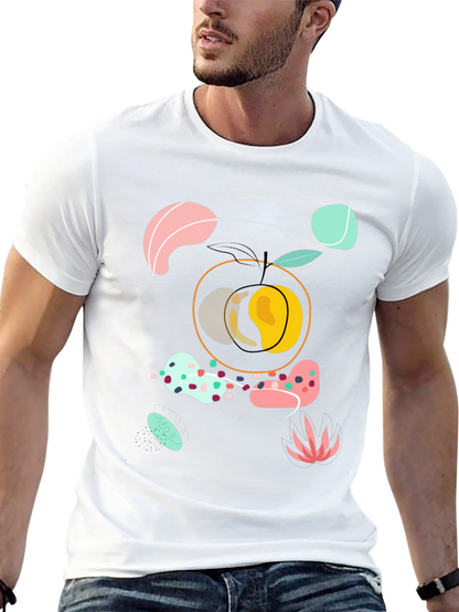 Abstract Peach Graphic Tee - Modern Art Shirt