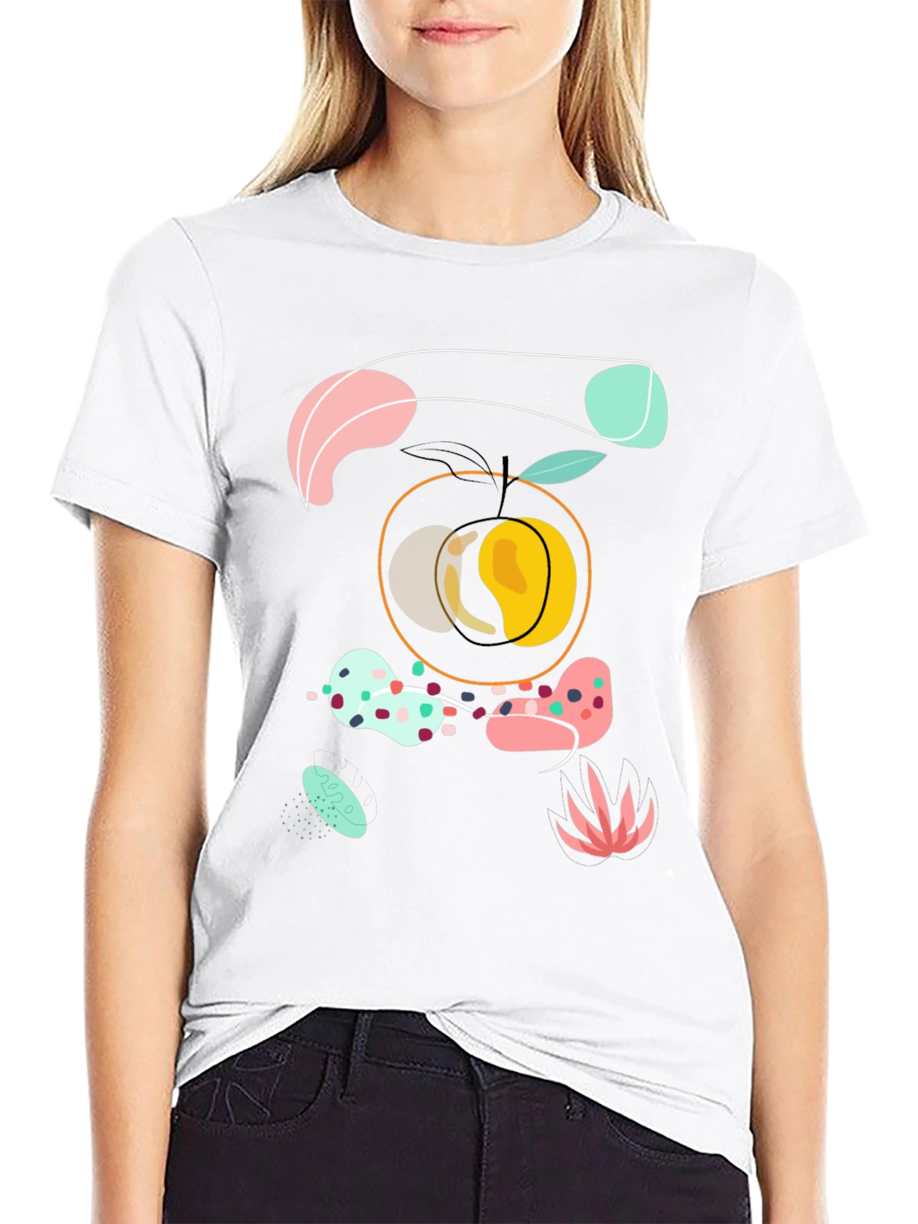 Abstract Peach Graphic Tee - Modern Art Shirt