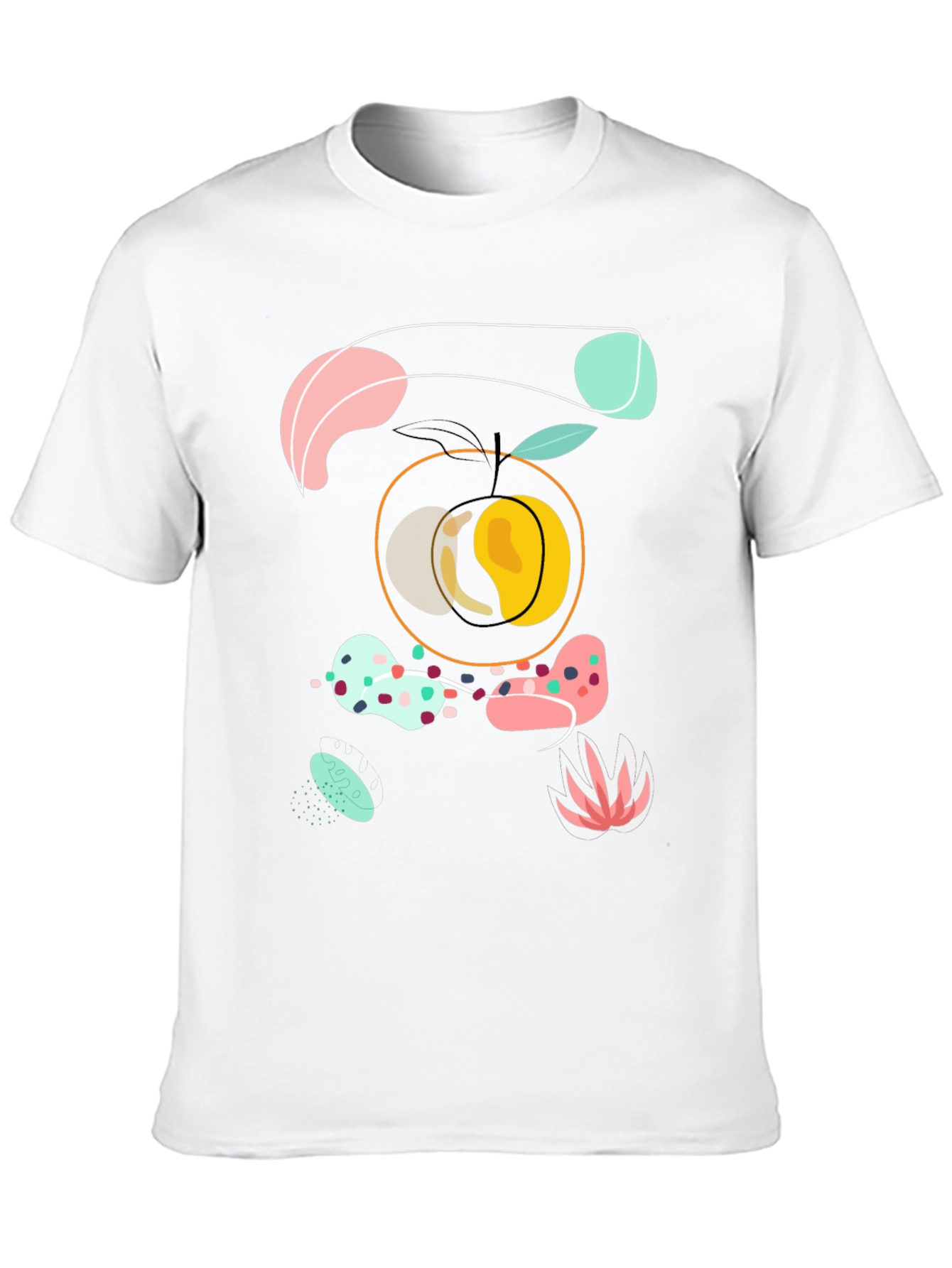 Abstract Peach Graphic Tee - Modern Art Shirt