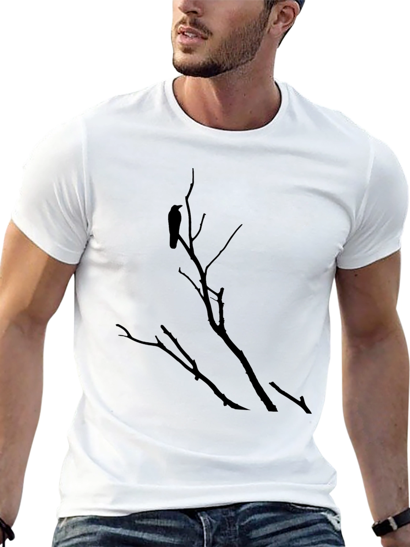 Raven on Branch Graphic Tee - Black