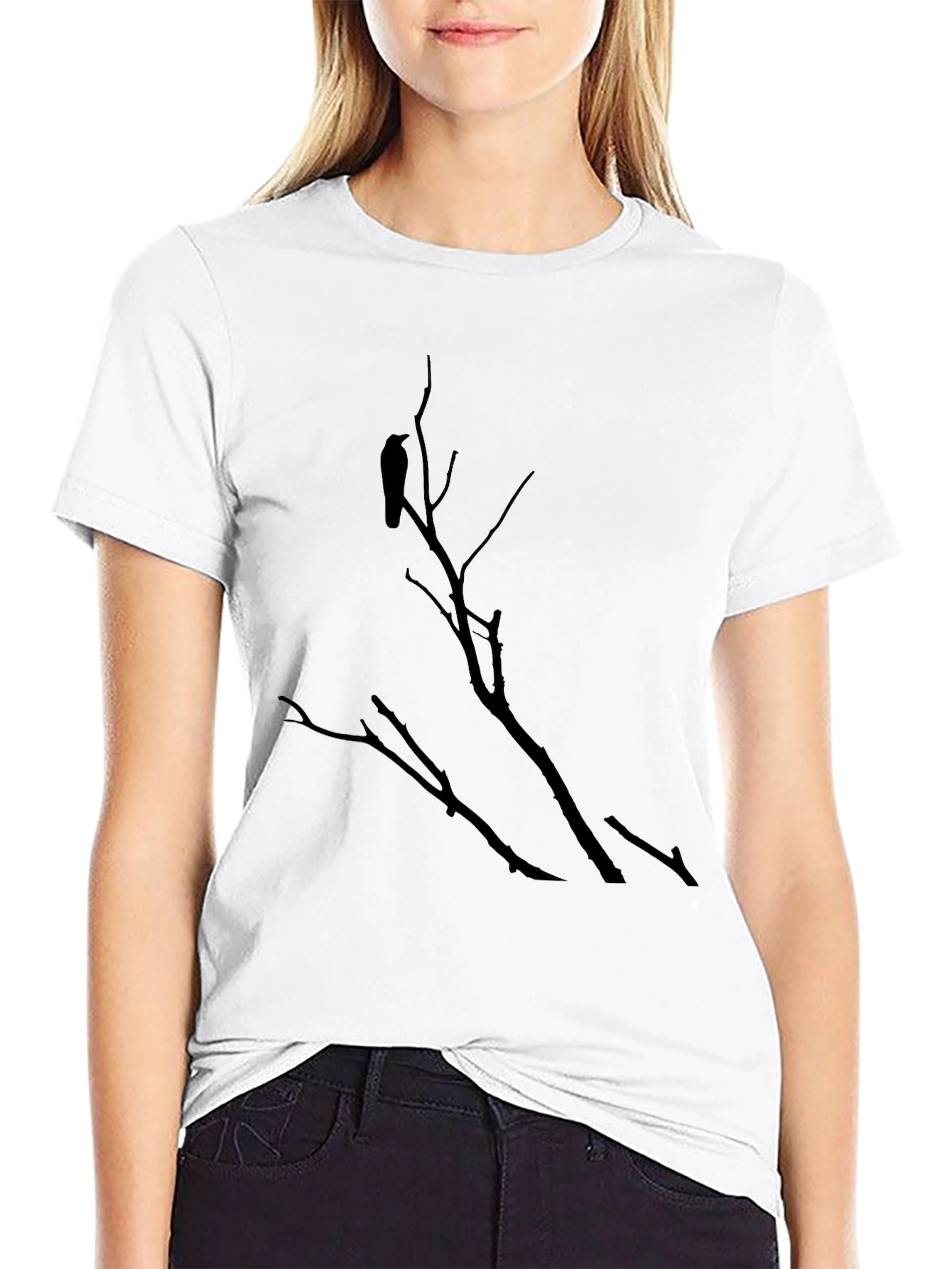 Raven on Branch Graphic Tee - Black