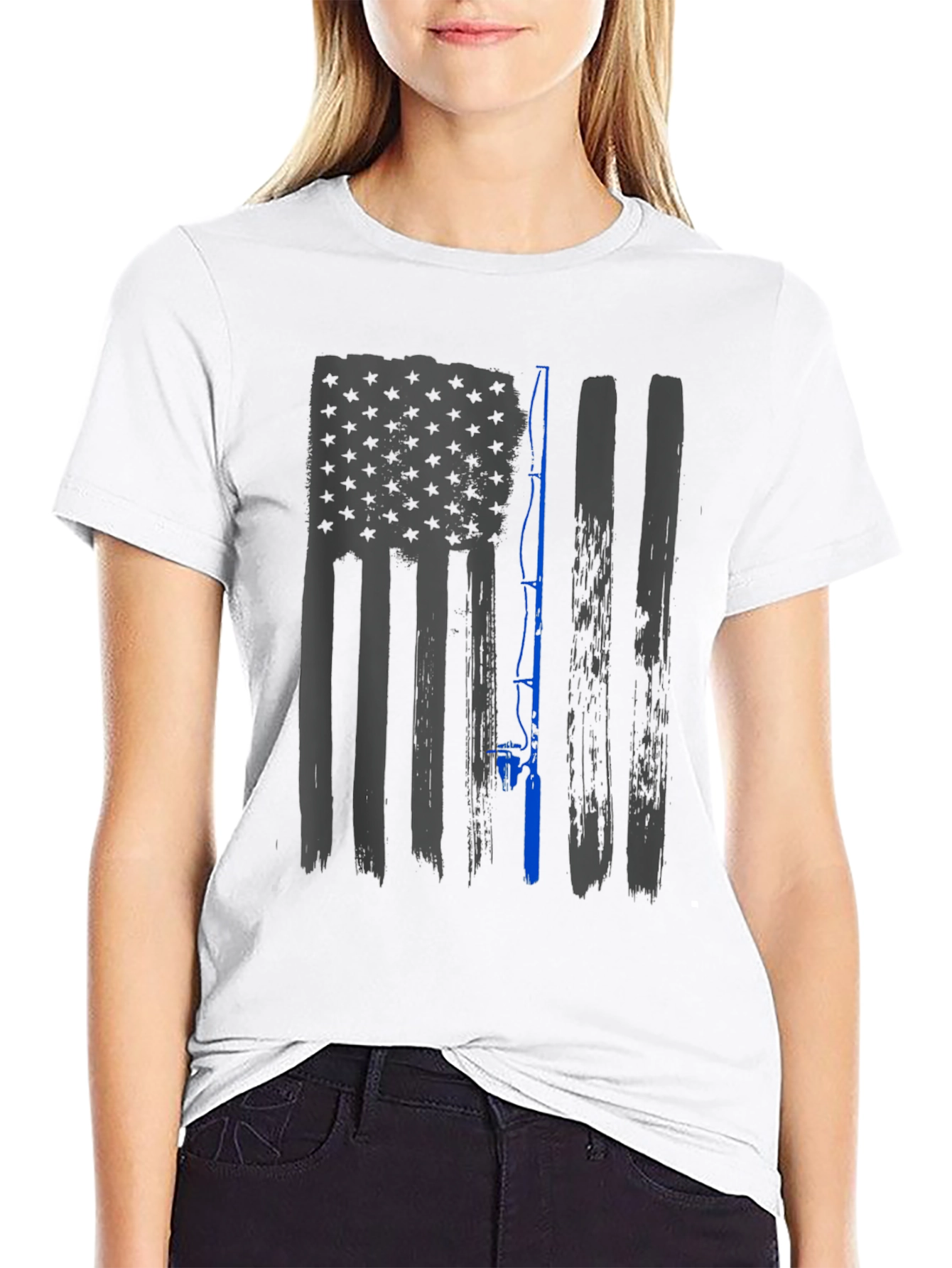 American Flag Fishing Rod T-Shirt