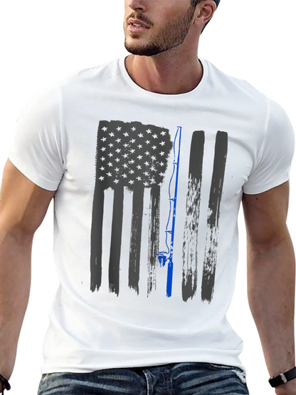 American Flag Fishing Rod T-Shirt