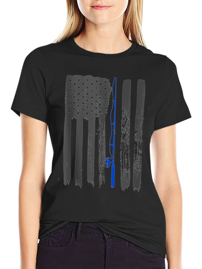 American Flag Fishing Rod T-Shirt