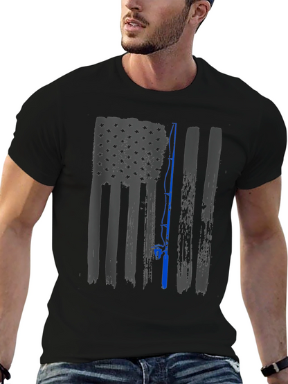 American Flag Fishing Rod T-Shirt