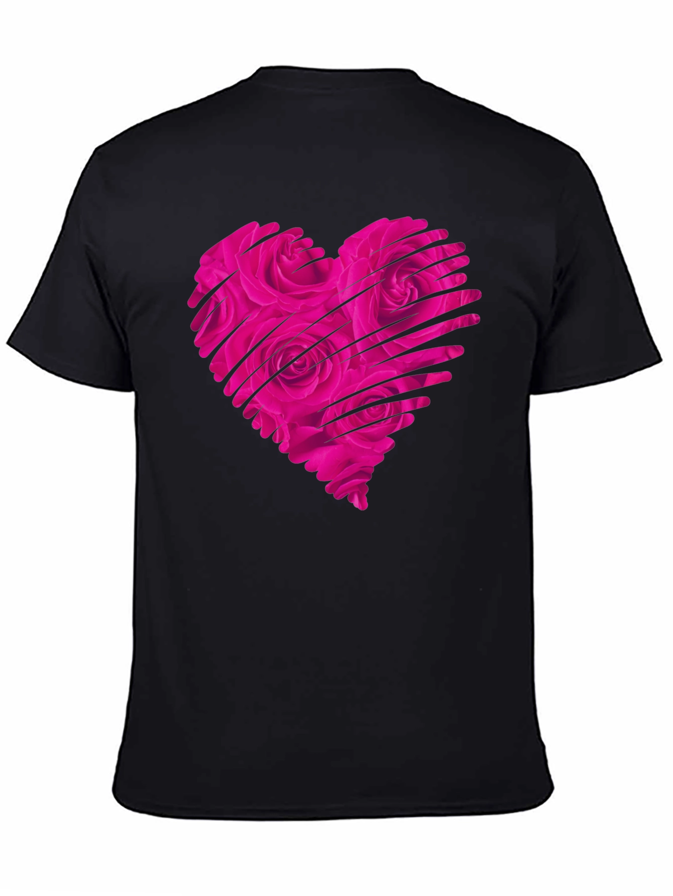 Heart Rose Mens Black T-Shirt