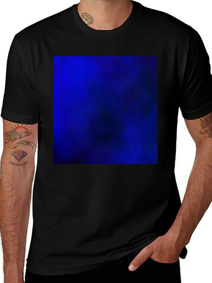 Black T-Shirt with Bold Blue Abstract Design