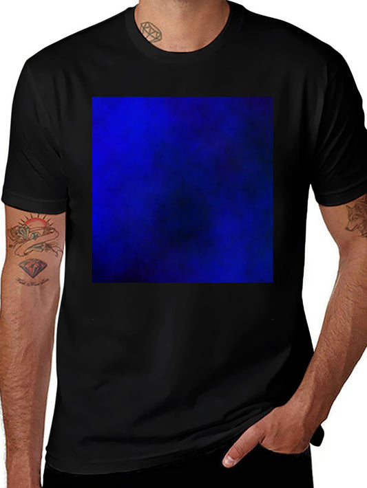 Black T-Shirt with Bold Blue Abstract Design