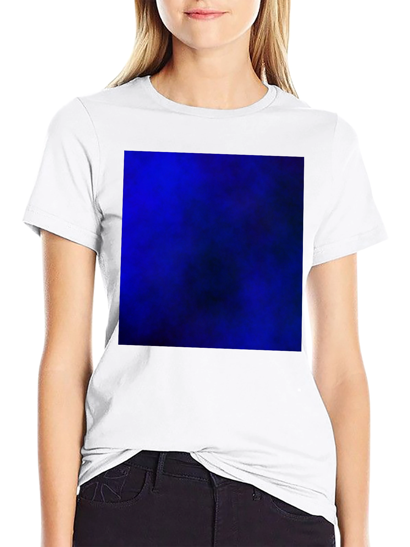 Black T-Shirt with Bold Blue Abstract Design